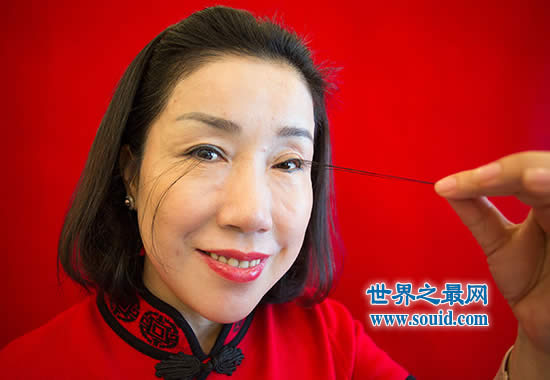 世界上最长的睫毛，美女尤建霞睫毛长12.4厘米(www.uuziyuan.com)